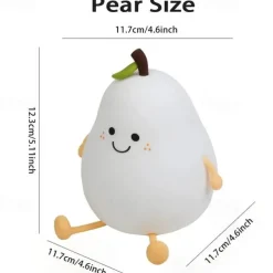 Cute Sleeping Silicone Night Light Gift Bedroom Sleeping Bedside Tap Light LED Pear Shape Night Light 5V USB Rechargeable Dimmable Touch Silicone RGB Desk Lamp Bedroom Decoration Kids Gift Baby Light