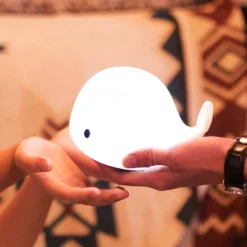Cute Whale Night Light Touch Color Changing Atmosphere Night Lamp Bedroom Home Decoration Kids Birthday Gift USB Rechargeable