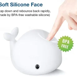 Cute Whale Night Light Touch Color Changing Atmosphere Night Lamp Bedroom Home Decoration Kids Birthday Gift USB Rechargeable