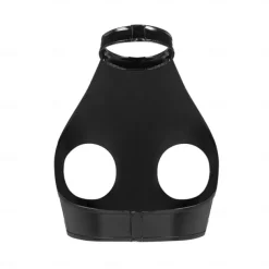 Cut-Out Faux Latex Halter Top Glossy Finish Women's Shinny Leather Fetish Wet Look Costume for Nightclub Pride Parade Pride Month Halloween Carnival Adults'