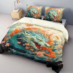 3D Bedding Dragon print Print Duvet Cover Bedding Sets Comforter Cover with 1 print Print Duvet Cover or Coverlet，2 Pillowcases for Double/Queen/King