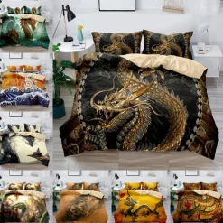 3D Bedding Dragon print Print Duvet Cover Bedding Sets Comforter Cover with 1 print Print Duvet Cover or Coverlet，2 Pillowcases for Double/Queen/King