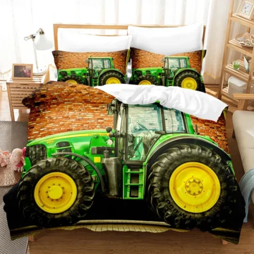 3D Bedding Farm Tractor Print Duvet Cover Bedding Sets Comforter Cover with 1 print Print Duvet Cover or Coverlet，2 Pillowcases for Double/Queen/King