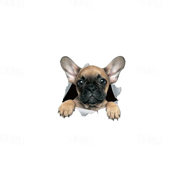 3D Car Stickers Auto Rear Window Puppy Broken Window Stickers French Bulldog Car Stickers Vinyl Decals