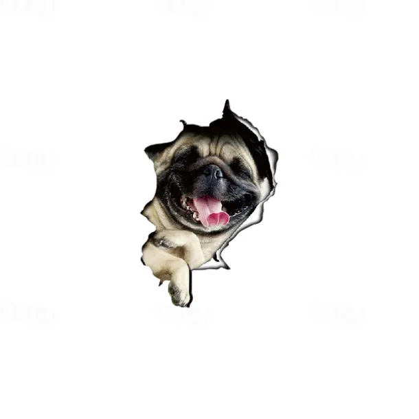 3D Car Stickers Auto Rear Window Puppy Broken Window Stickers French Bulldog Car Stickers Vinyl Decals
