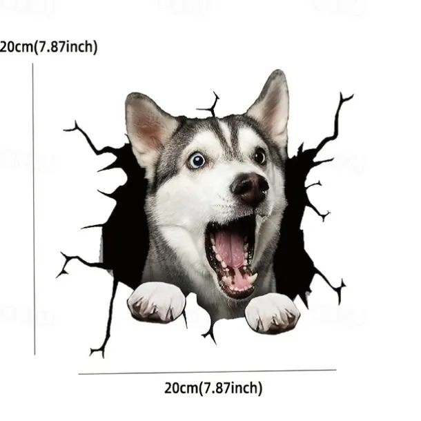 3D Car Stickers Auto Rear Window Puppy Broken Window Stickers French Bulldog Car Stickers Vinyl Decals