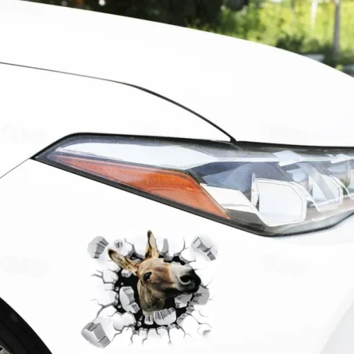 3D Car Stickers Decals Donkey Graphics Stickers PVC Vinyl Car Body Sticker Animal Funny Self-Adhesive Car Door Window Decoration Stickers