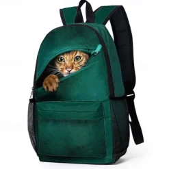 3D Cute Cat Backpack with Ripped Wall Print – Large Capacity School Bag for Girls, Teens, and Cat Lovers, Lightweight Bookbag for Daily Use or Travel