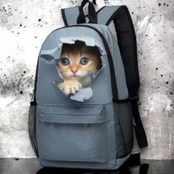 3D Cute Cat Backpack with Ripped Wall Print – Large Capacity School Bag for Girls, Teens, and Cat Lovers, Lightweight Bookbag for Daily Use or Travel