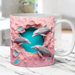 3D Dolphin Ceramic Coffee Mug Oceanic Charm New Arrival Exquisite Fish Design Tea Cup - Perfect for Dolphin Lover