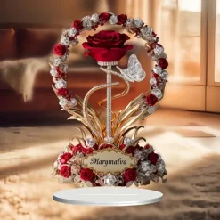 2D Flat Rose Gift for Wife Wife's Birthday Gift Rose Gift for Mom Imitation Crystal Rose Eternal Rose Wife's Best Friend Girlfriend No Electricity Needed