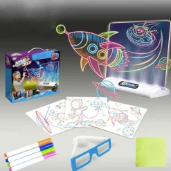 3D Fluorescent Drawing Board Magic Luminous Three-Dimensional Writing Board Graffiti Board Light Puzzle Children Drawing Board