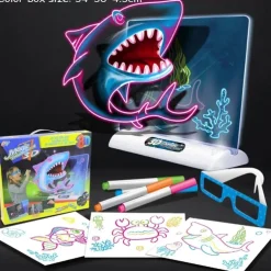 3D Fluorescent Drawing Board Magic Luminous Three-Dimensional Writing Board Graffiti Board Light Puzzle Children Drawing Board
