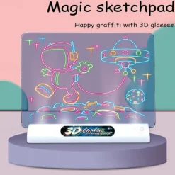 3D Fluorescent Drawing Board Magic Luminous Three-Dimensional Writing Board Graffiti Board Light Puzzle Children Drawing Board