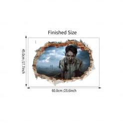 3D Halloween Terror Lifelike Broken Wall Female ghost and male ghost Wall Stickers Removable Home Decoration Living Room Entrance Sofa Background Bedroom Study Mall Specific Scene Wall Stickers
