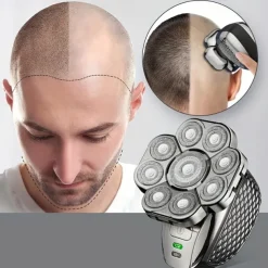 9D Independent Floating Heads Electric Shaver , Head Shaver For Bald Men 5 In 1 Bald Head Razor Grooming Kit, USB Rechargeable Electric Razor For Men, Wet/Dry Bald Head Razor With Rotary Blades, Clippers, Nose Trimmer