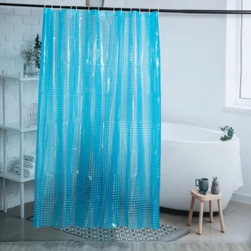 3D PEVA Shower Curtain Liner Waterproof 180x180cm 70"x70" Rustproof Metal Grommet Holes for Bathroom, Heavyweight Fabric, Washable, with Hooks Water Cube Colorful Clear