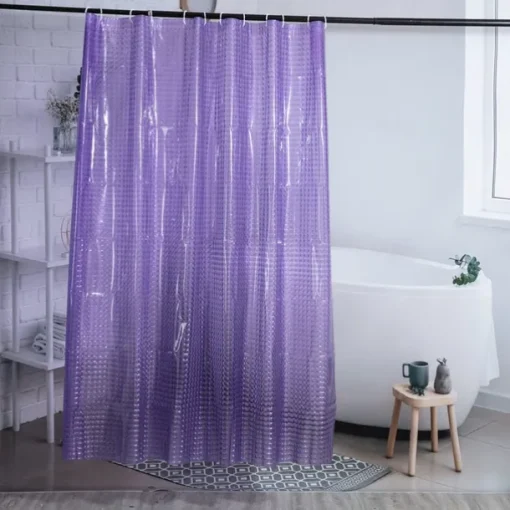 3D PEVA Shower Curtain Liner Waterproof 180x180cm 70"x70" Rustproof Metal Grommet Holes for Bathroom, Heavyweight Fabric, Washable, with Hooks Water Cube Colorful Clear