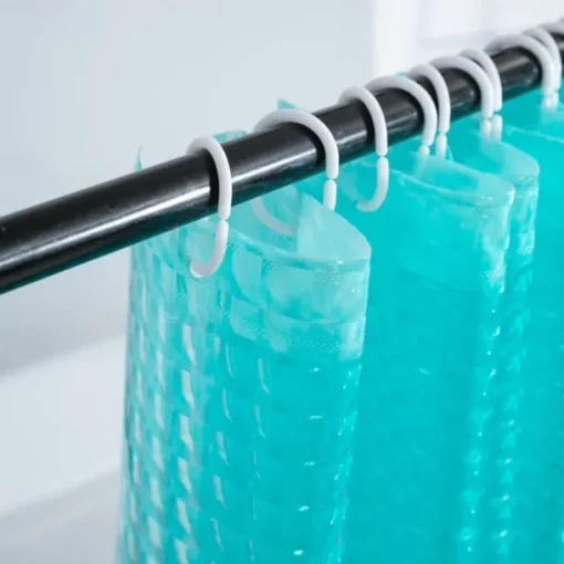 3D PEVA Shower Curtain Liner Waterproof 180x180cm 70"x70" Rustproof Metal Grommet Holes for Bathroom, Heavyweight Fabric, Washable, with Hooks Water Cube Colorful Clear