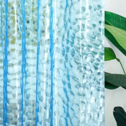 3D PEVA Shower Curtain Liner Waterproof 180x180cm 70"x70" Rustproof Metal Grommet Holes for Bathroom, Heavyweight Fabric, Washable, with Hooks Water Cube Colorful Clear