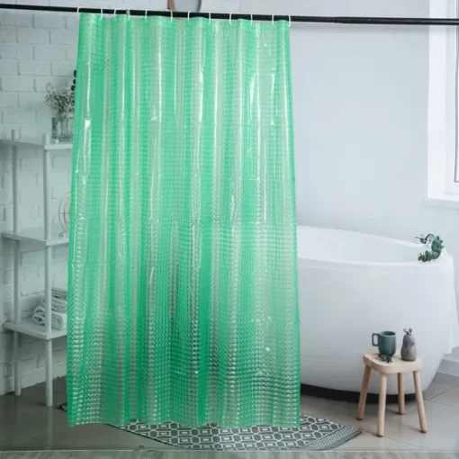 3D PEVA Shower Curtain Liner Waterproof 180x180cm 70"x70" Rustproof Metal Grommet Holes for Bathroom, Heavyweight Fabric, Washable, with Hooks Water Cube Colorful Clear