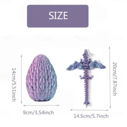 3D Printed Dragon Egg Rainbow Flying Dragon in Colorful Eggs Fidget Toy for Birthday Gift Flexible Desk Figure Decor
