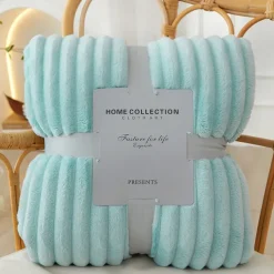 3D Ribbed Jacquard Fleece Flannel Velvet Plush Decorative Bed Blanket - Super Soft, Plush, Fluffy, Fuzzy, Warm, Cozy Perfect for Couch, Bed, Sofa in Fall Winter