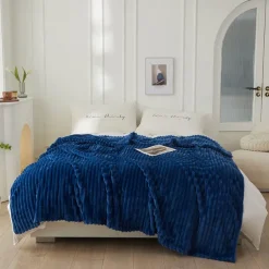 3D Ribbed Jacquard Fleece Flannel Velvet Plush Decorative Bed Blanket - Super Soft, Plush, Fluffy, Fuzzy, Warm, Cozy Perfect for Couch, Bed, Sofa in Fall Winter