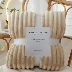 3D Ribbed Jacquard Fleece Flannel Velvet Plush Decorative Bed Blanket - Super Soft, Plush, Fluffy, Fuzzy, Warm, Cozy Perfect for Couch, Bed, Sofa in Fall Winter