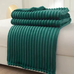 3D Ribbed Jacquard Fleece Flannel Velvet Plush Decorative Bed Blanket - Super Soft, Plush, Fluffy, Fuzzy, Warm, Cozy Perfect for Couch, Bed, Sofa in Fall Winter