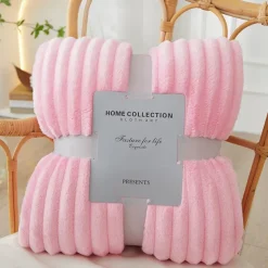 3D Ribbed Jacquard Fleece Flannel Velvet Plush Decorative Bed Blanket - Super Soft, Plush, Fluffy, Fuzzy, Warm, Cozy Perfect for Couch, Bed, Sofa in Fall Winter