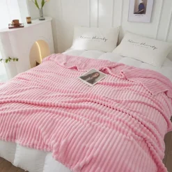 3D Ribbed Jacquard Fleece Flannel Velvet Plush Decorative Bed Blanket - Super Soft, Plush, Fluffy, Fuzzy, Warm, Cozy Perfect for Couch, Bed, Sofa in Fall Winter