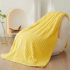 3D Ribbed Jacquard Fleece Flannel Velvet Plush Decorative Bed Blanket - Super Soft, Plush, Fluffy, Fuzzy, Warm, Cozy Perfect for Couch, Bed, Sofa in Fall Winter
