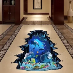 3D Underwater World Wall Sticker Decal Cartoon Dolphin Pvc Waterproof Wall Sticker