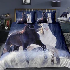 3D Wolf Print Duvet Cover Bedding Sets Comforter Cover with 1 Duvet Cover or Coverlet，1Sheet，2 Pillowcases for Double/Queen/King(1 Pillowcase for Twin/Single)