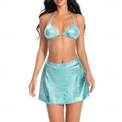 Dance Costumes Exotic Dancewear Pole dance Skirts Printing Splicing Women's Performance Training Sleeveless High Polyester