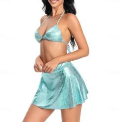 Dance Costumes Exotic Dancewear Pole dance Skirts Printing Splicing Women's Performance Training Sleeveless High Polyester