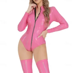 Dance Costumes Exotic Dancewear Pole dance Leotard / Onesie Pure Color Splicing Women's Performance Training Long Sleeve High PU