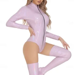 Dance Costumes Exotic Dancewear Pole dance Leotard / Onesie Pure Color Splicing Women's Performance Training Long Sleeve High PU