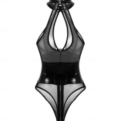 Dance Costumes Exotic Sexy Dancewear Sexy Leotard / Onesie Metal Chain Hollow-out Pure Color Women's Training Performance Sleeveless Dropped PU Polyester