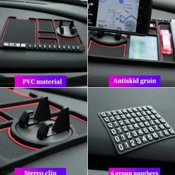 Dashboard Phone Holder Portable Multifunction Anti-Slip Phone Holder for Car Dashboard Compatible with Samsung Galaxy iPhone Phone Accessory