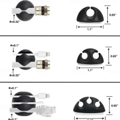 Data Cable Wire Organizer For Samsung Apple Support all tablets Cable Clips Adhesive Cord Holders Ideal Cable Cords Management for Organizing Cable Wires-Home Office Car Desk Nightstand
