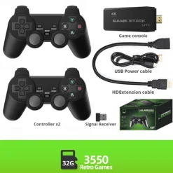 DATA FROG Retro Video Game Console 2.4G Wireless Console Game Stick 4k 10000 Games Portable Video Game Dendy Game Console for tv, Christmas Birthday Party Gifts for Friends and Children