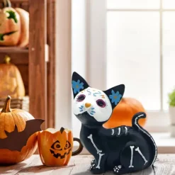 Day of The Dead Dog Statue, Halloween Sugar Skulls Animal Statue Resin Crafts, Ornament