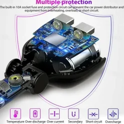 DC 12V LED 2 Way Car Cigarette Lighter Socket Splitter Dual USB Charger Adapter