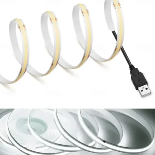 DC 5V USB COB Strip 320Leds/m Flexible Ribbon Rope Strip Light Warm White Natural White Night Lamp TV Backlight LED Strip 1m 2m 3m 4m 5m Home Decor