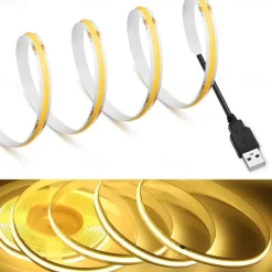 DC 5V USB COB Strip 320Leds/m Flexible Ribbon Rope Strip Light Warm White Natural White Night Lamp TV Backlight LED Strip 1m 2m 3m 4m 5m Home Decor