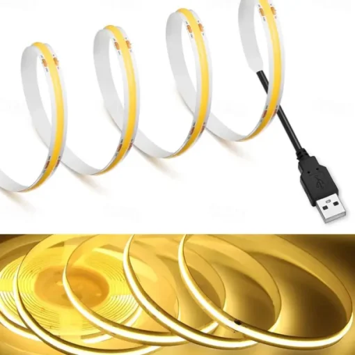 DC 5V USB COB Strip 320Leds/m Flexible Ribbon Rope Strip Light Warm White Natural White Night Lamp TV Backlight LED Strip 1m 2m 3m 4m 5m Home Decor
