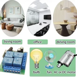 DC12V 4CH wireless remote control switch /Smart relay receiver 10A relay / Momentary /Toggle /Latched working way can change / 433mhz easy to install /DC12V power ON/OFF