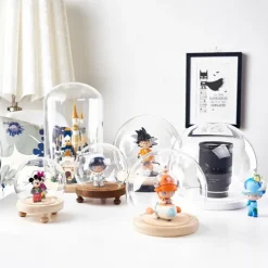 Deco Night Lights Round Glass Display Dome Cloche with Wooden Base Landscape Decorative Cover Tabletop Disp with Light for Xmas DIY Crafts Birthday Holiday Halloween Home Decoratio Craftsmanship and Style for Your Home